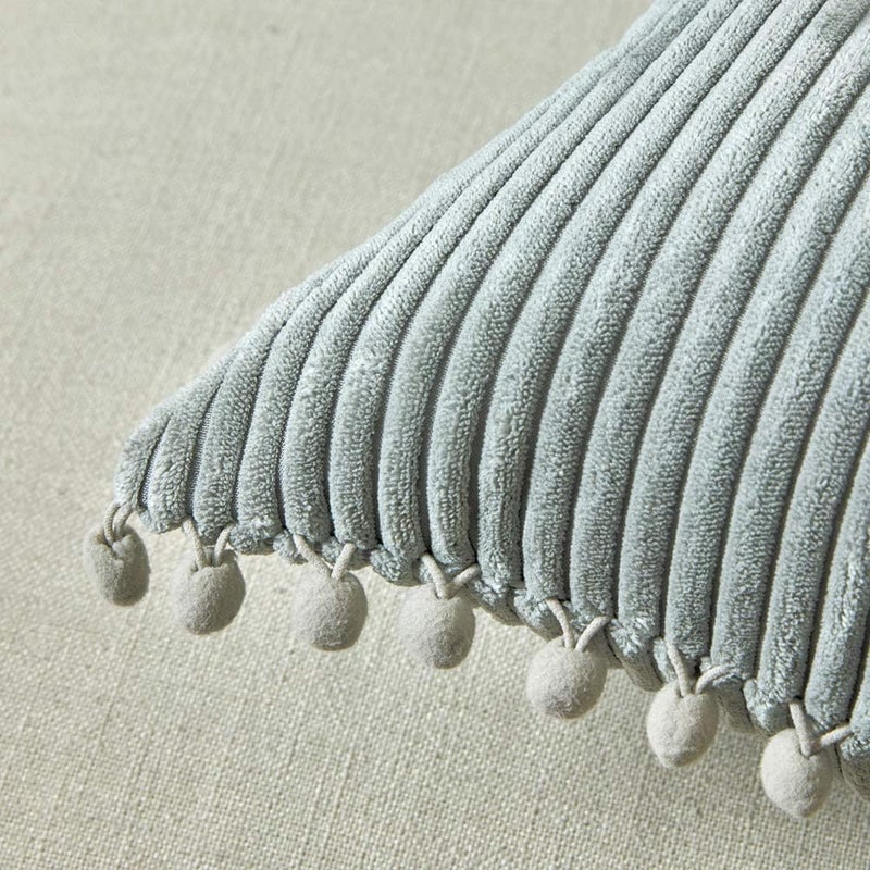 Fancy Homi 26x26 Pillow Covers Set of 2, Euro Pillow Covers with Pom-poms, Grey Big Throw Pillow Covers for Couch Bedroom 66x66 cm - Image 4