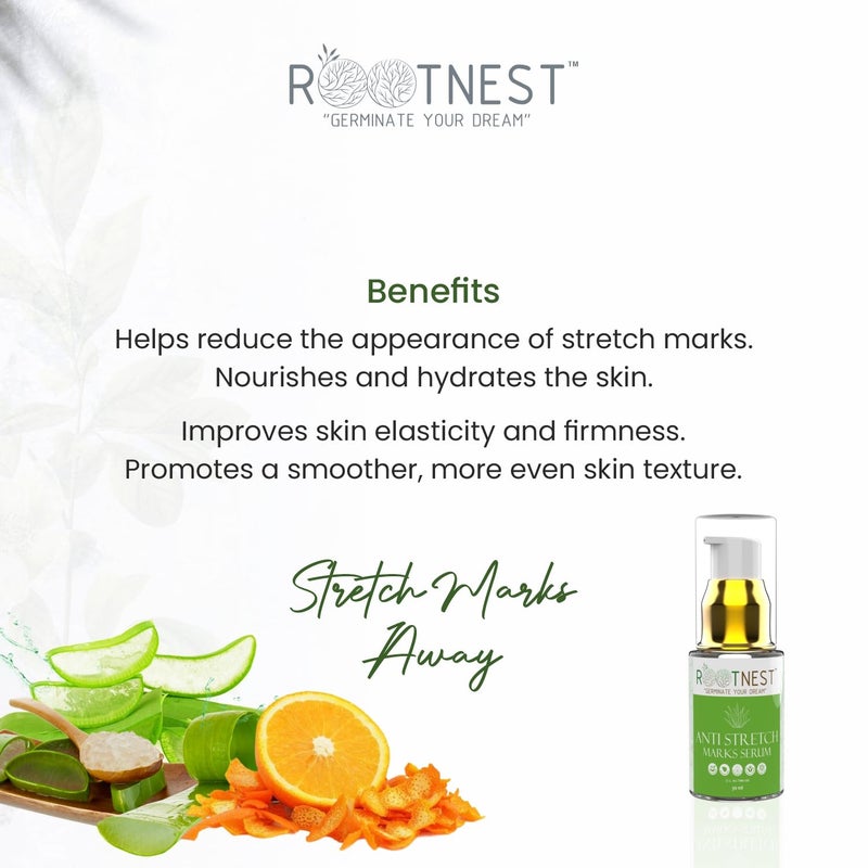 Rootnest Skin care kit with Mango Under Eye Serum Green Tea Anti Ageing Serum for face Anti Stretch Marks Serum 30ml - Image 4