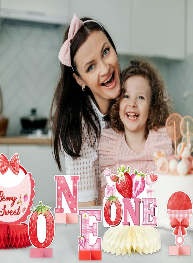 ANGOLIO Christmas Gifts 12Pcs Berry 1st Birthday Decoration Strawberry Honeycomb Centerpieces One Table Topper Red Strawberry Table Decoration for Birthday Fruits Theme Gender Revelation Party Favors - Image 3