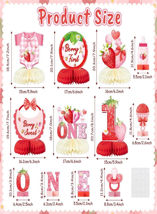 ANGOLIO Christmas Gifts 12Pcs Berry 1st Birthday Decoration Strawberry Honeycomb Centerpieces One Table Topper Red Strawberry Table Decoration for Birthday Fruits Theme Gender Revelation Party Favors - Image 4