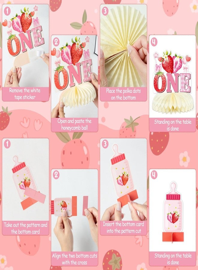 ANGOLIO Christmas Gifts 12Pcs Berry 1st Birthday Decoration Strawberry Honeycomb Centerpieces One Table Topper Red Strawberry Table Decoration for Birthday Fruits Theme Gender Revelation Party Favors - Image 5