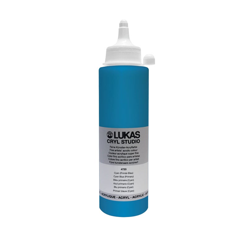 Lukas CRYL Studio Artist Acrylic Paint Cyan Blue Primary 250 ml Bottle High Pigment Acrylic Paints for Canvas Painting Large Scale Works MediumViscosity WaterMixable Fast Drying - Image 2
