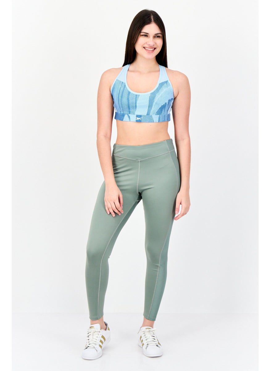 Reebok - Women Allover Print Padded Sports Bra, Blue - Image 1