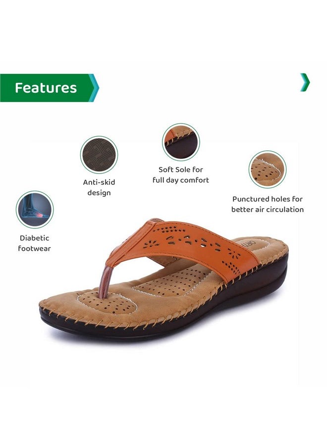 ORTHO JOY - ORTHO JOY Women's Extra Soft Doctor Ortho Slippers/Flip-Flops [Brown] - Image 1