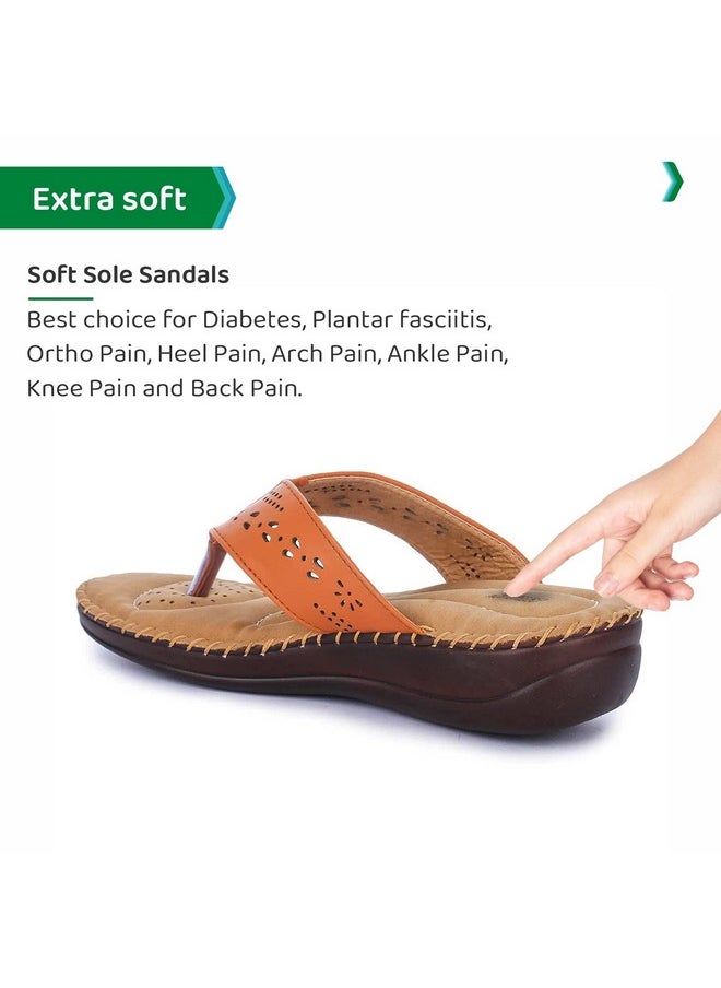 ORTHO JOY - ORTHO JOY Women's Extra Soft Doctor Ortho Slippers/Flip-Flops [Brown] - Image 1