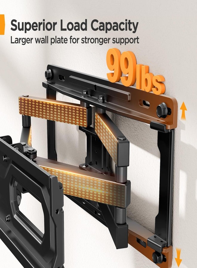Perlegear Full Motion TV Wall Mount Bracket Swivel Articulating Extension Tilt Arms for 26-65 inch Flat Curved TVs, Max VESA 400x400mm up to 99lbs,16" Wood Studs,PGMFK4 - Image 3