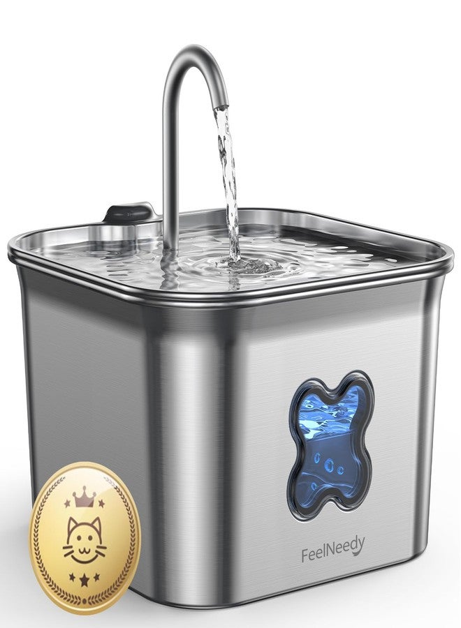 FEELNEEDY Cat Water Fountain, 304 Stainless Steel - 95oz/2.8L Faucet-Style Pet Drinking Fountain for Cats & Small Dogs, Ultra-Quiet <20dB, Dishwasher Safe, 4-Stage Filtration & Water Level Window - Image 1