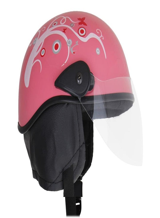 Western Era Stylish Half Face Helmet for Kids || Baby Safety and Comfort || (3-12 Years) (Pink Glossy) (Red Sticker) (Non-Motorized) - Image 2