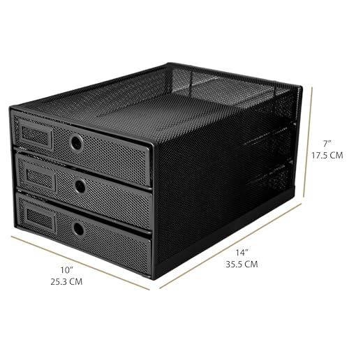 EXERZ Paper Sorter 3 Tier Drawers A4 Multifunctional Desk OrganiserLetter Tray Documents Magazines Notebooks and Letters - Image 3