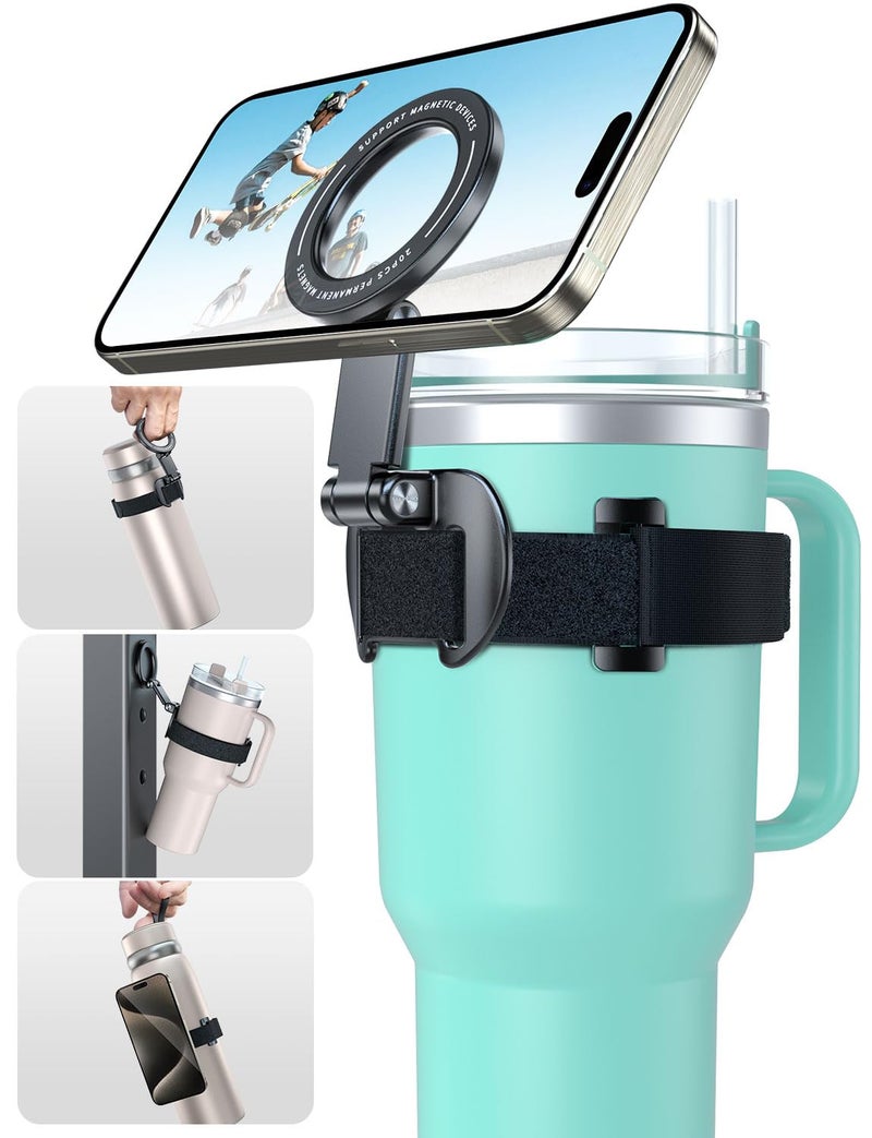 eSamcore for Stanley Cup Magnetic Phone Holder for Magsafe, Foldable Water Bottle Accessories Phone Stand Fit for iPhone, Universal Phone Mount for Stanley 20/30/ 40 oz, Yeti Tumbler, Gym, Stroller - Image 1