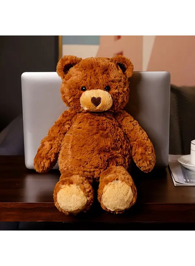 Large Adorable White Heart Bear Plush Toy Brown Eyes Soft Polyester Stuffed Animal Home Decor Gift - Image 1
