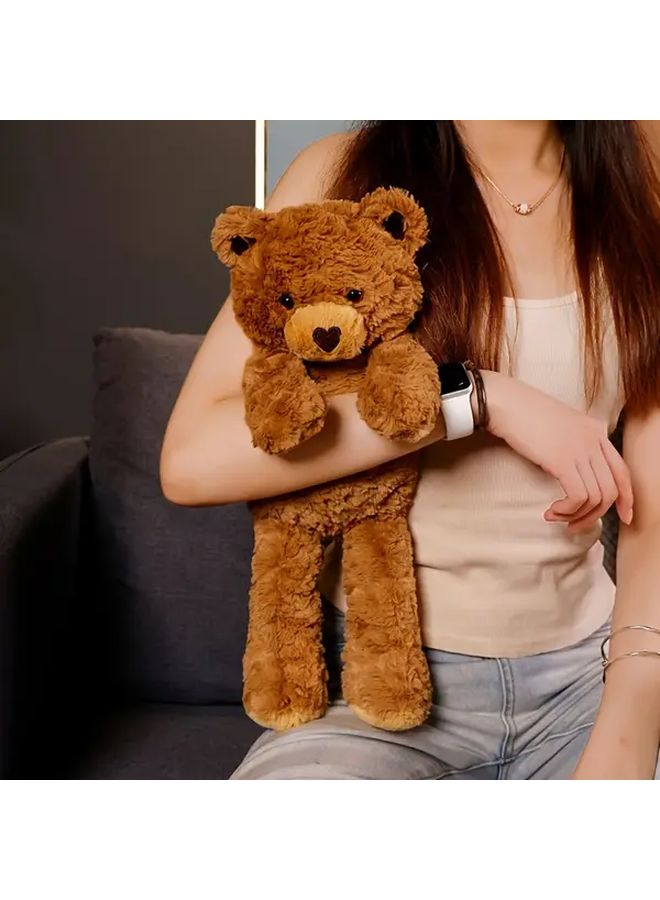 Large Adorable White Heart Bear Plush Toy Brown Eyes Soft Polyester Stuffed Animal Home Decor Gift - Image 3