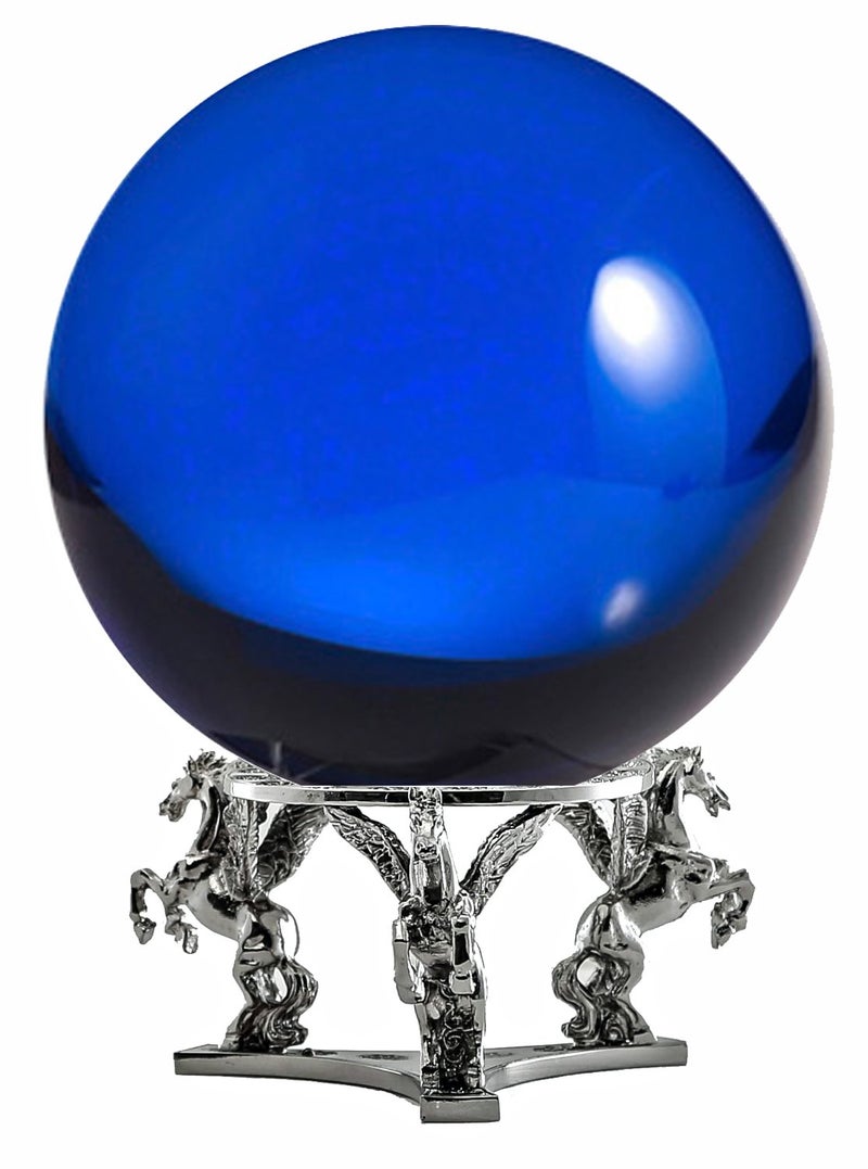 Amlong Crystal Amlong Crystal Blue Crystal Ball 130mm 5 inch Including Silver Pegasus Stand 