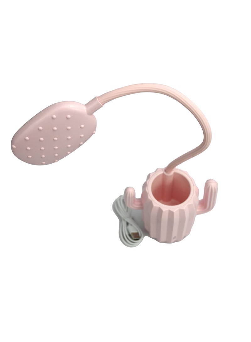 Cactus Desk Lamp with Pen Holder USB Rechargeable Led, Pretty Desk Lamp with Adjustable Neck and Hands, Patel Shade Lamp for Reading, Bedside, Or Desk Work, Light Decor - Image 3