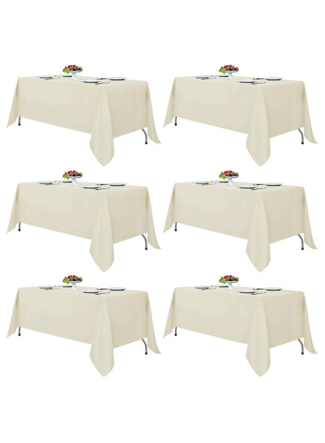 Fitable Ivory Tablecloths for 6-8 Foot Tables, 6 Pack - 70 x 120 Inches - Reusable and Washable Table Clothes, Polyester Fabric Table Covers for Wedding, Party, Banquet - Image 1