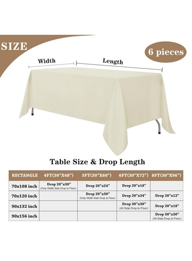 Fitable Ivory Tablecloths for 6-8 Foot Tables, 6 Pack - 70 x 120 Inches - Reusable and Washable Table Clothes, Polyester Fabric Table Covers for Wedding, Party, Banquet - Image 5