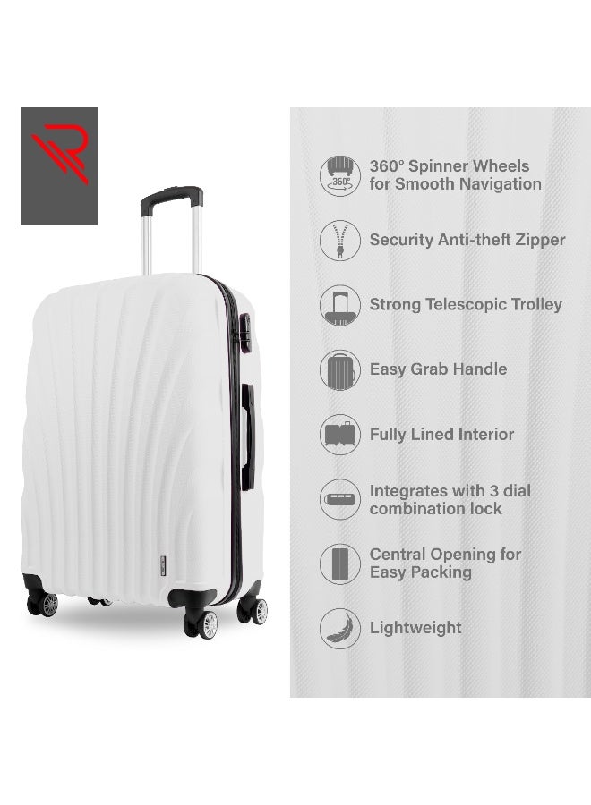 Reflection ABS Luggage Set of 3, Lightweight & 360° Silent Wheels Suitcase, ABS Hard Luggage Trolley, Travel Luggage with Spinner Wheels  (3pc Set, White) - Image 4
