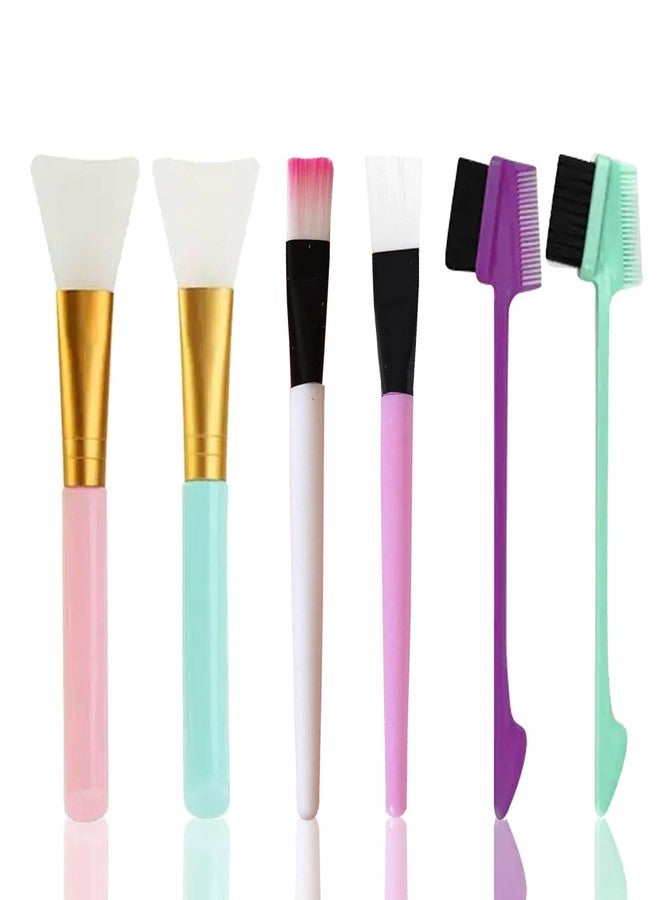 BlackLaoban Makeup Brush Set of 6 Silicone Facial Mask Brush Face Skin Care Soft Mask Brush Skin Peel Treatment 3 in 1 Multi Function Brushes for Eyebrow Beard and Hair Edge Control Comb - Image 1
