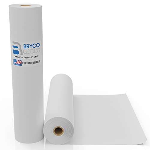 Bryco Goods Bryco Goods 18x2100 175 White Kraft Paper Roll for Painting Drawing Banner Bulletin Board Easel Paper Floor Covering Packaging Shipping Gift Wrapping Arts  Crafts  Made in USA 