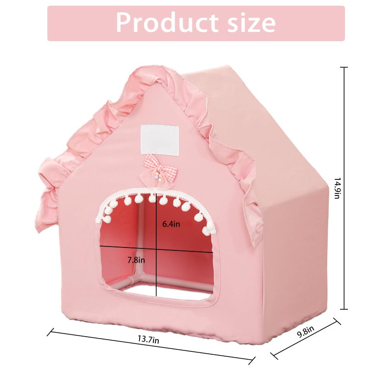 DINTSTYLE Bunny Tent Guinea Pig House, Machine Washable Guinea Pig Hide Tent Houses & Habitats, Small Animal Bed Hideout Sleeping Bed for Chinchilla Hamster Rat with Cushionï¼ˆPinkï¼‰ - Image 2