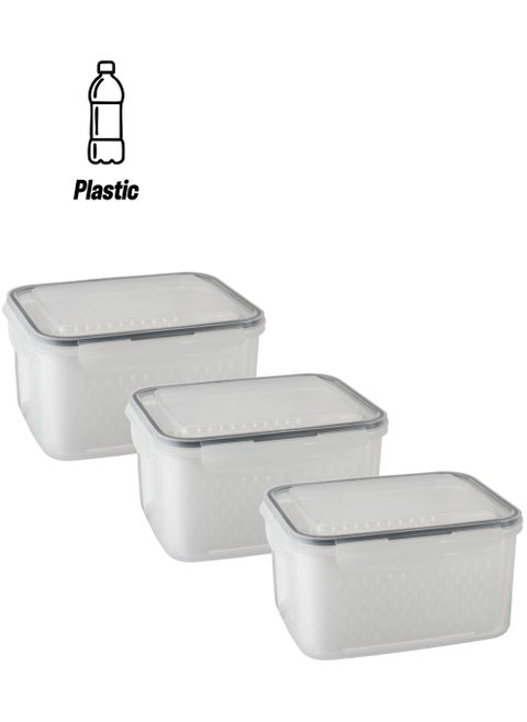 Food container set with strainer inside the box and plastic cover 3 pieces