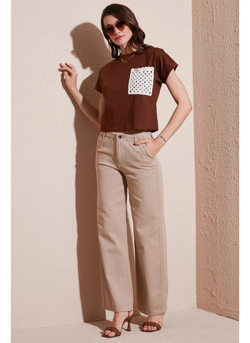 Lela Cotton Standard Fit High Waist Wide Leg Pants Women's Trousers 668yp5344