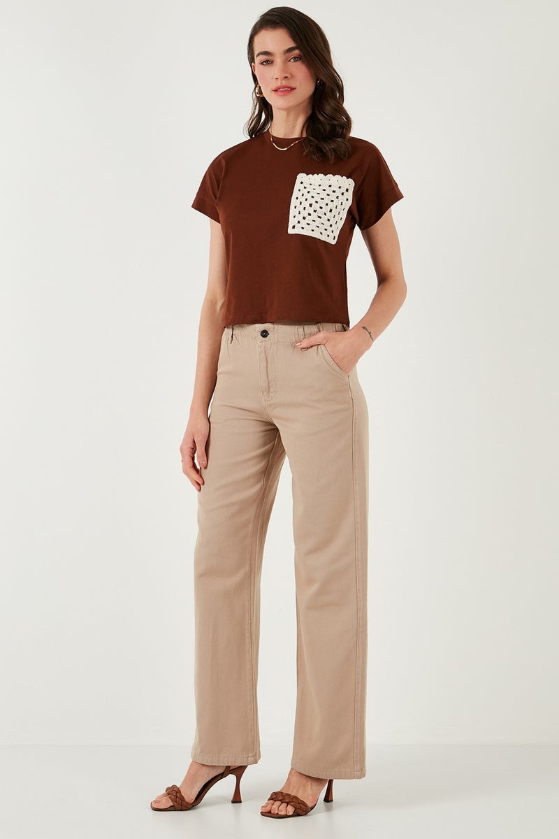 Lela Cotton Standard Fit High Waist Wide Leg Pants Women's Trousers 668yp5344 - Image 5