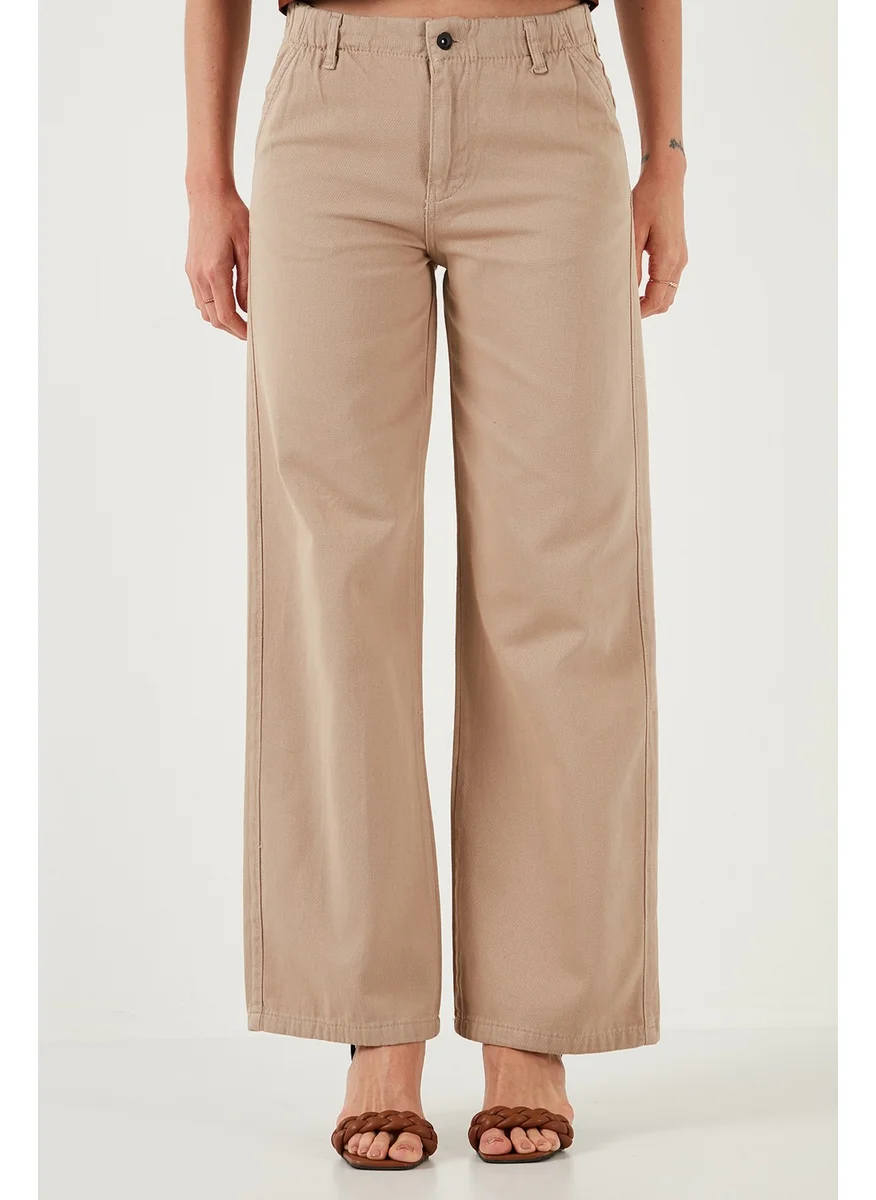 Lela Cotton Standard Fit High Waist Wide Leg Pants Women's Trousers 668yp5344