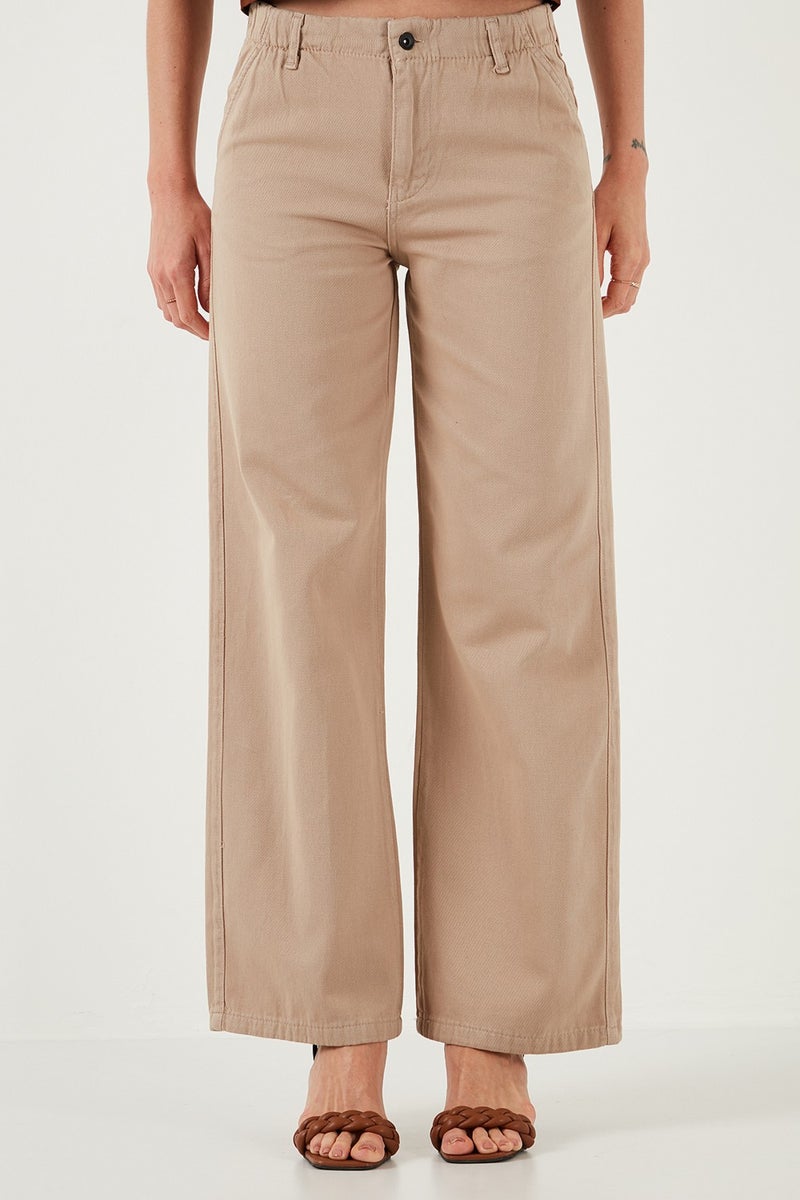Lela Cotton Standard Fit High Waist Wide Leg Pants Women's Trousers 668yp5344 - Image 2