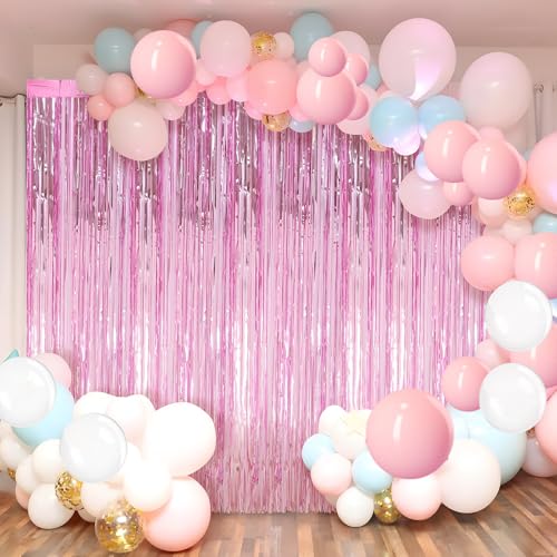Profasion 2 Pack Pink Foil Fringe Curtains Streamers Party Decorations 3.3 x 8.2 ft, Pink Tinsel Curtain Fringe Backdrop for Parties, Door Fringe Birthday Streamers, Barbie Backdrop Birthday Party Decorations - Image 4