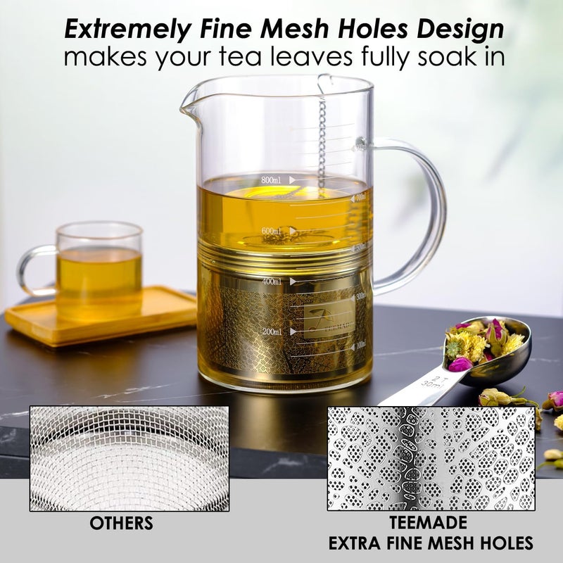 TEEMADE Extra Large Tea Infuser for Loose Tea & Spice Infuser for Cooking,304 Stainless Steel Tea Filters,Extra Fine Mesh Tea Strainers for Black Tea,Iced Tea,Herbs & Soup Etc - Image 3
