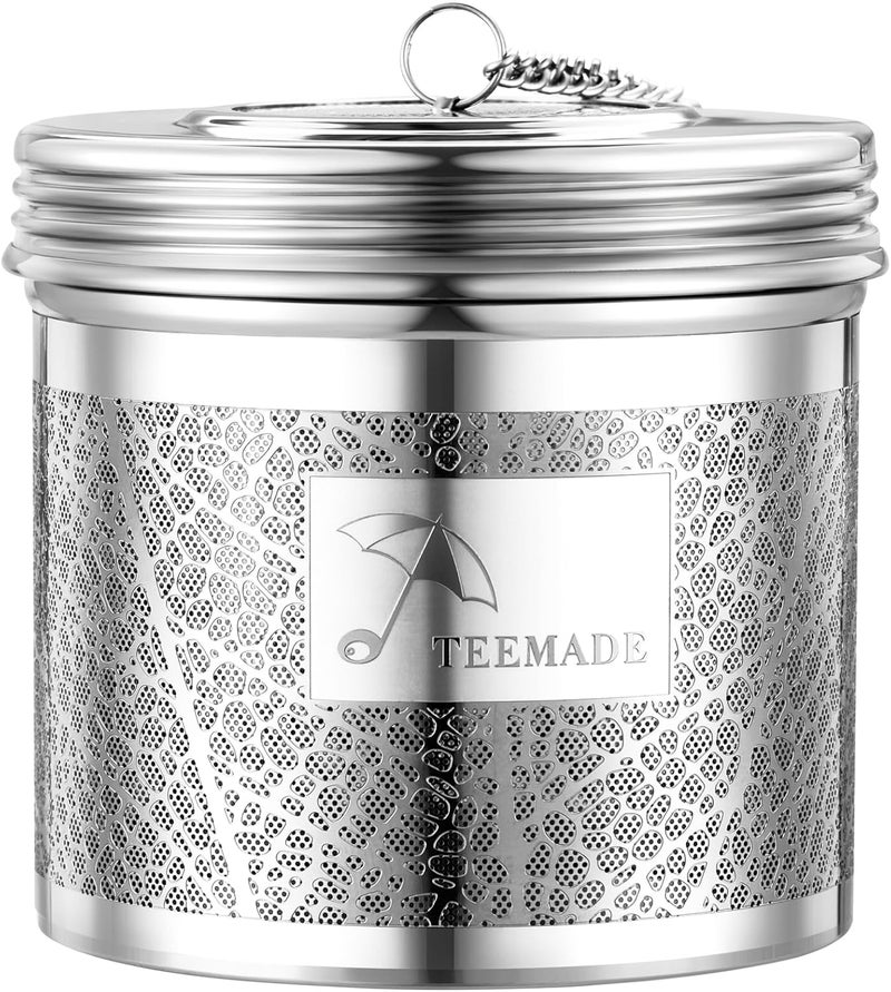 TEEMADE Extra Large Tea Infuser for Loose Tea & Spice Infuser for Cooking,304 Stainless Steel Tea Filters,Extra Fine Mesh Tea Strainers for Black Tea,Iced Tea,Herbs & Soup Etc - Image 1