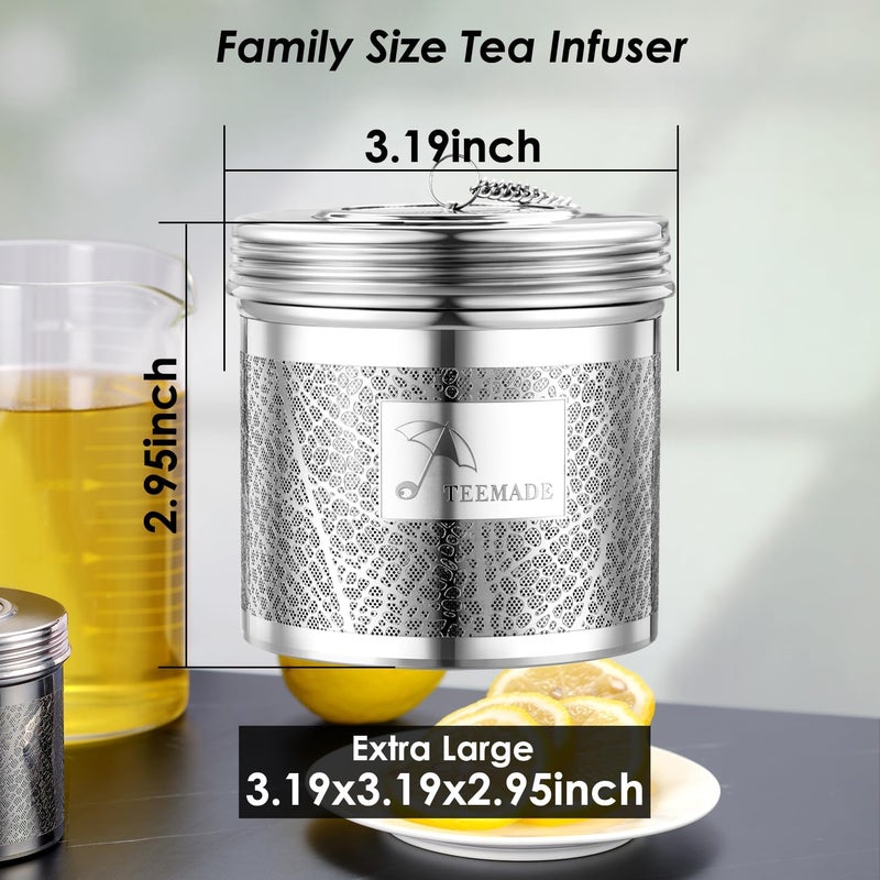 TEEMADE Extra Large Tea Infuser for Loose Tea & Spice Infuser for Cooking,304 Stainless Steel Tea Filters,Extra Fine Mesh Tea Strainers for Black Tea,Iced Tea,Herbs & Soup Etc - Image 5
