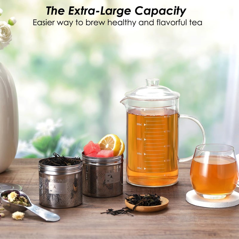 TEEMADE Extra Large Tea Infuser for Loose Tea & Spice Infuser for Cooking,304 Stainless Steel Tea Filters,Extra Fine Mesh Tea Strainers for Black Tea,Iced Tea,Herbs & Soup Etc - Image 2