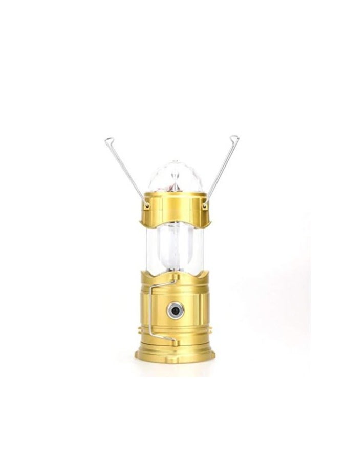 Generic Solar Rechargeable Camping Lantern  with Rotating Magic Effect Ball, Portable Flashlight (1 W + 6 Led+ 3 color LED) with USB output for  mobile charging, 220 v code(XF-5801)  - Image 2