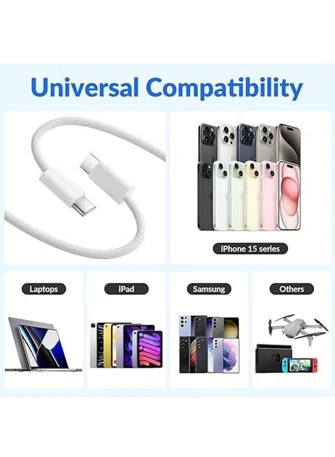 جوي فوكس كابل شحن أصلي USB C إلى USB C 60 واط [معتمد من MFi] شحن سريع PD 3A C إلى C، لأجهزة iPhone 16/15/Plus/Pro/Pro Max، MacBook Pro/Air، iPad Pro/Air/mini، Galaxy S24/S23/S24، Pixel والمزيد - Image 2