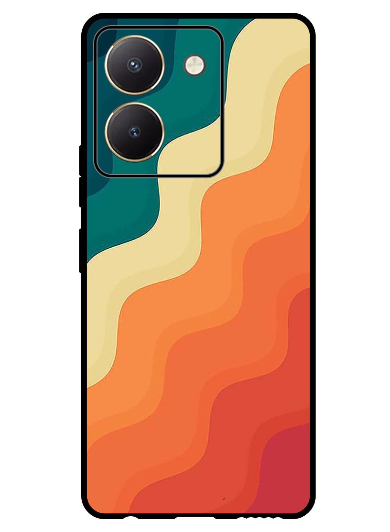 Theodor Protective Case Anti Scratch Shock Proof Bumper Cover For Vivo Y27s Curvy stripes - Image 1