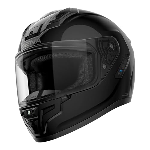 Sena Phantom Full Face Smart Motorcycle Helmet with Integrated Communications, LED Lighting, and 2nd Generation Sound by Harman Kardon (Gloss Black, XL) - Image 1
