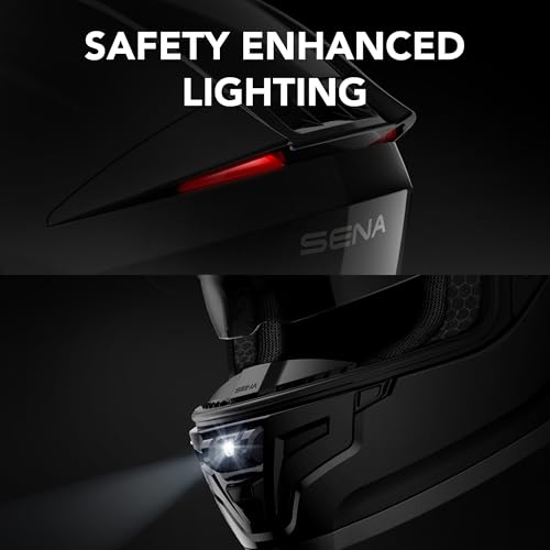 Sena Phantom Full Face Smart Motorcycle Helmet with Integrated Communications, LED Lighting, and 2nd Generation Sound by Harman Kardon (Gloss Black, XL) - Image 3