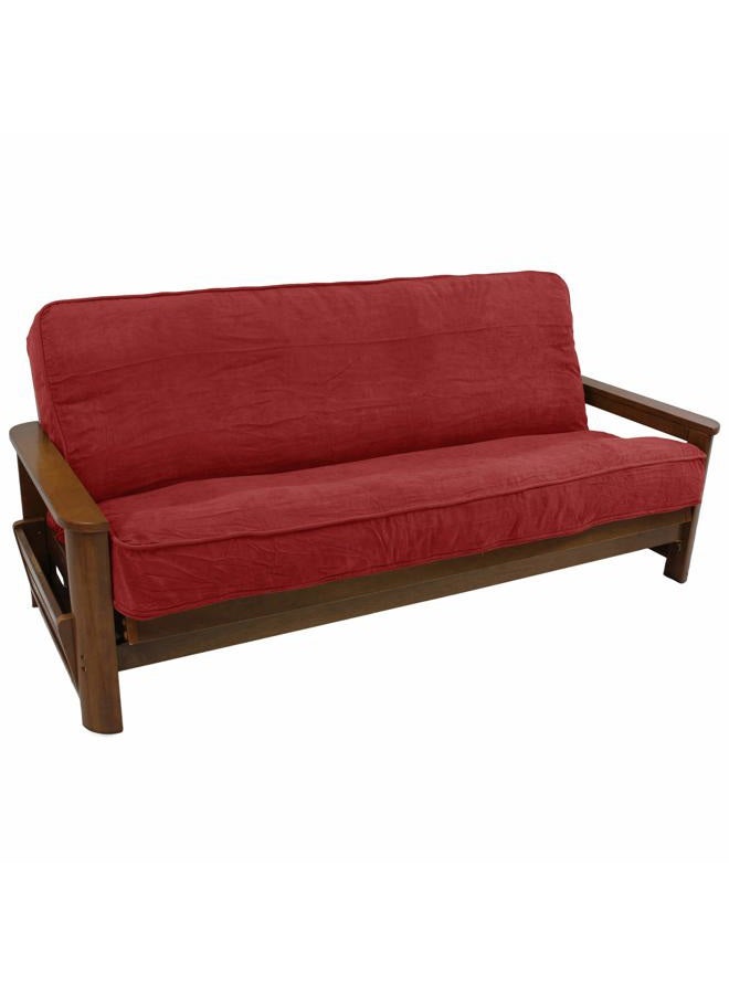 Solid Microsuede Double Corded 8" to 9" Futon Cover, Full, Cardinal Red