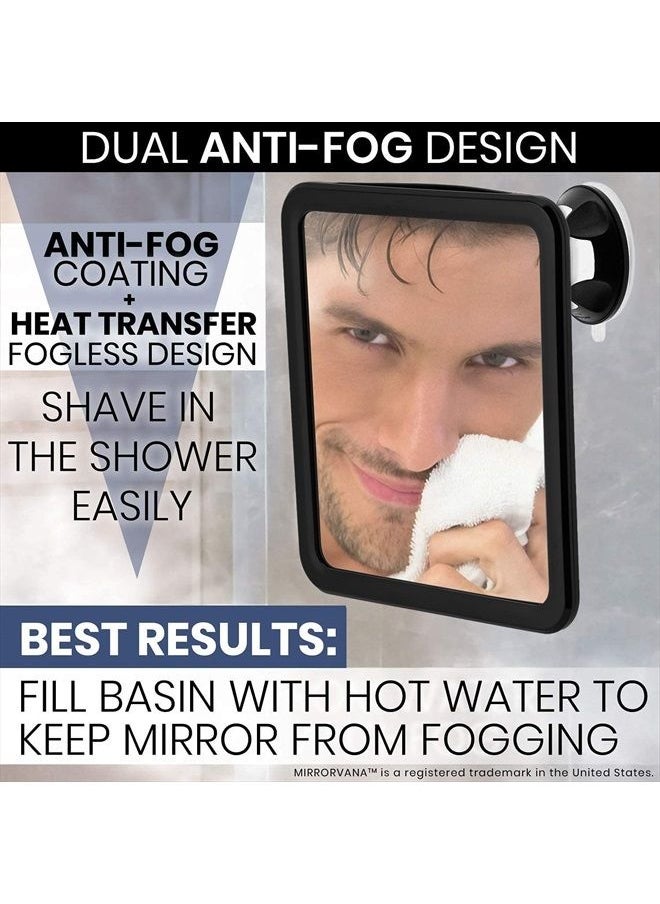 Mirrorvana Fogless Shower Mirror for Shaving with Upgraded Suction, Dual Anti Fog Design, Shatterproof Surface & 360° Swivel, 8" x 7"  - Image 2