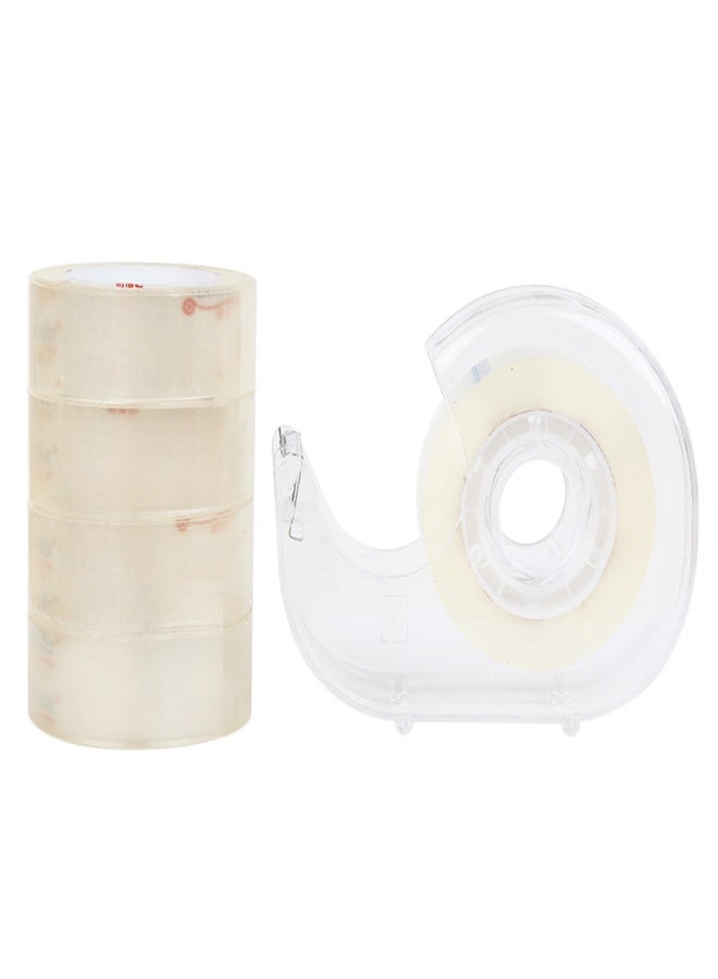 5pcsTransparent Adhesive Tape 18mm*30Y with Tape Dispenser Stationery Clear Hand-teared Tape Single-sided Strong Sticky Typo for Office Home Handcraft Art - Image 1