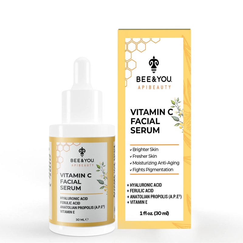 BEE & YOU Bee and You Vitamin C Face Serum | Moisturizing Anti Aging, Reduce the Appearance of Dark Spots, Glow Up Skin Brightener with Propolis, Vitamin E & Ferulic Acid â€“ 1 fl oz - Image 1