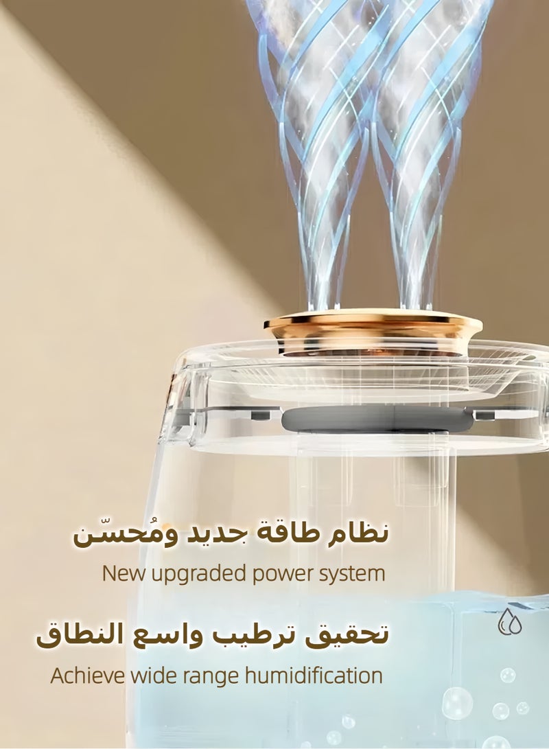 Double Spray Air Humidifier With Humidity Display, Uv Antibacterial Lamp Compact Ultrasonic, High Mist Output, Adjustable Mist Intensity With Night Light Function，Suitable For Offices, Bedrooms  - Image 4