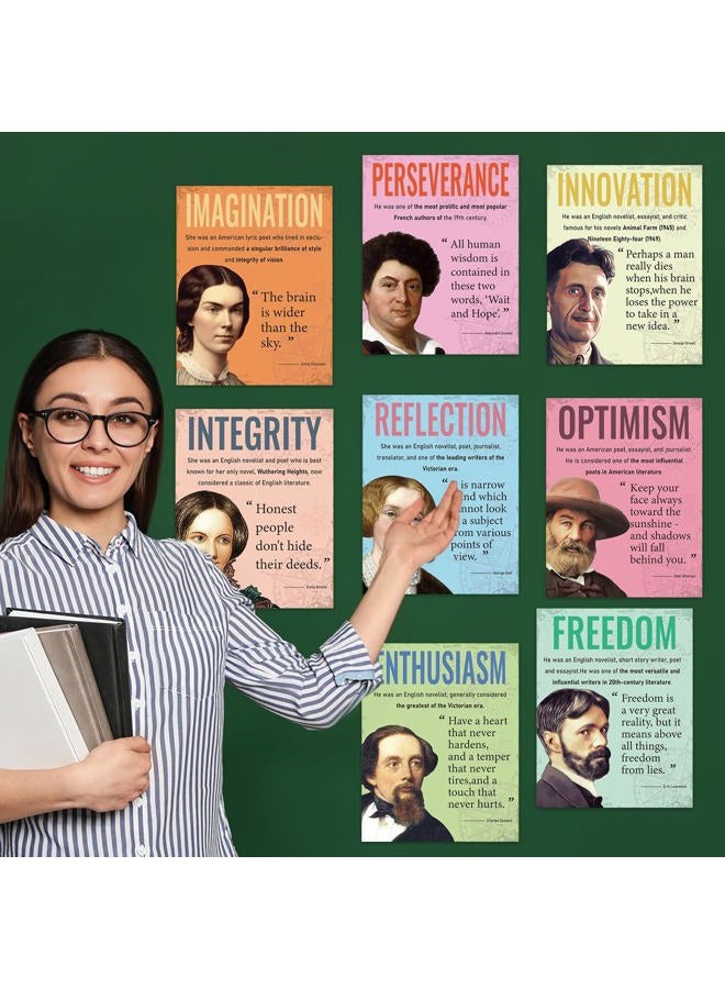gisgfim 12Pcs Author Literature Posters Inspirational English Author Posters English Literature Author Motivational Classroom Decorations for Elementary Middle High School Supplies Teacher Must Haves - Image 5