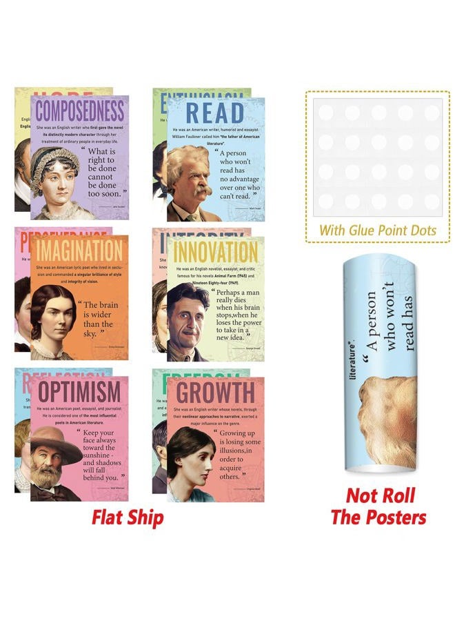 gisgfim 12Pcs Author Literature Posters Inspirational English Author Posters English Literature Author Motivational Classroom Decorations for Elementary Middle High School Supplies Teacher Must Haves - Image 4