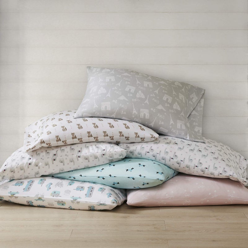 Intelligent Design Microfiber Cozy Bed Sheet Set, Modern All Season Bedding & Pillowcases, Premium 14" Elastic Pocket Fits up to 16" Mattress, Full Aqua Dogs 4 Piece - Image 5