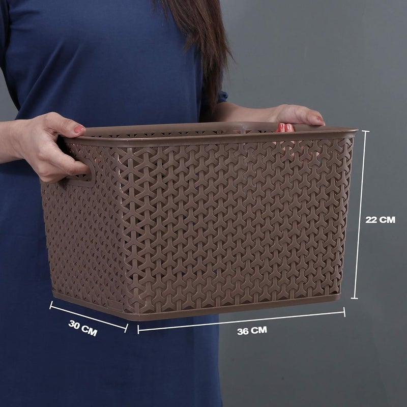 JD JD Plastic Storage Baskets Durable Easy to Use Flexible MultiPurpose Ideal for Closets Cabinets Shelves Countertops BLUE GREEN WITH LID 3  - Image 2