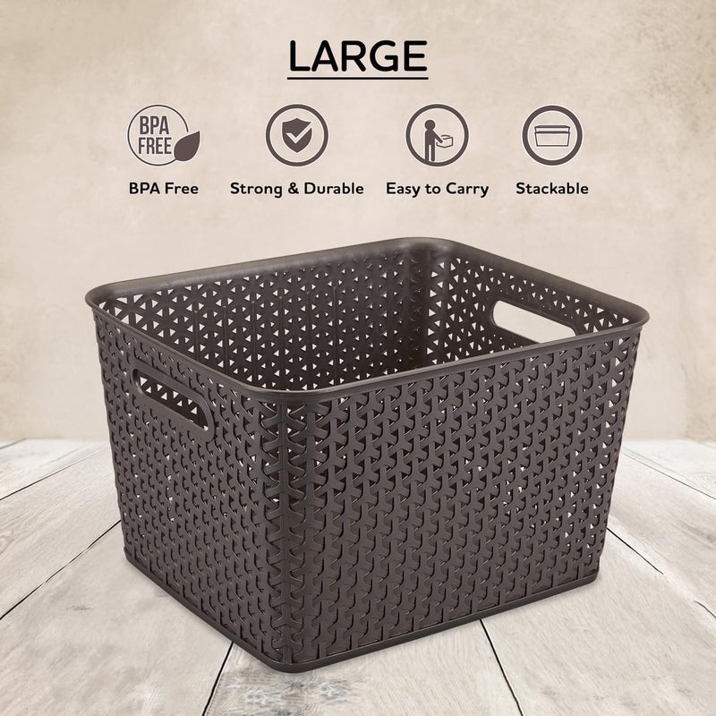 JD JD Plastic Storage Baskets Durable Easy to Use Flexible MultiPurpose Ideal for Closets Cabinets Shelves Countertops BLUE GREEN WITH LID 3  - Image 3