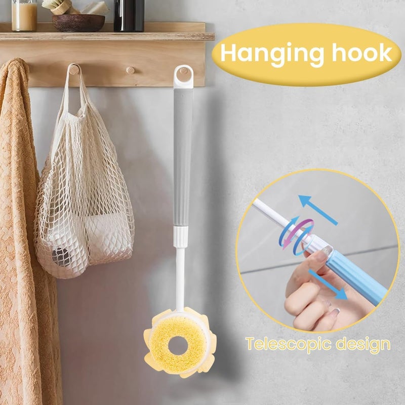 KPS فرشاة استحمام مزدوجة الجوانب ناعمة من KPS | فرشاة فرك للاستحمام قابلة للتعديل مع مقبض طويل غير قابل للانزلاق | لإزالة الجلد الميت/التقشير/التنظيف | أدوات وإكسسوارات الاستحمام (عبوة من 1، متعددة الألوان) - Image 5